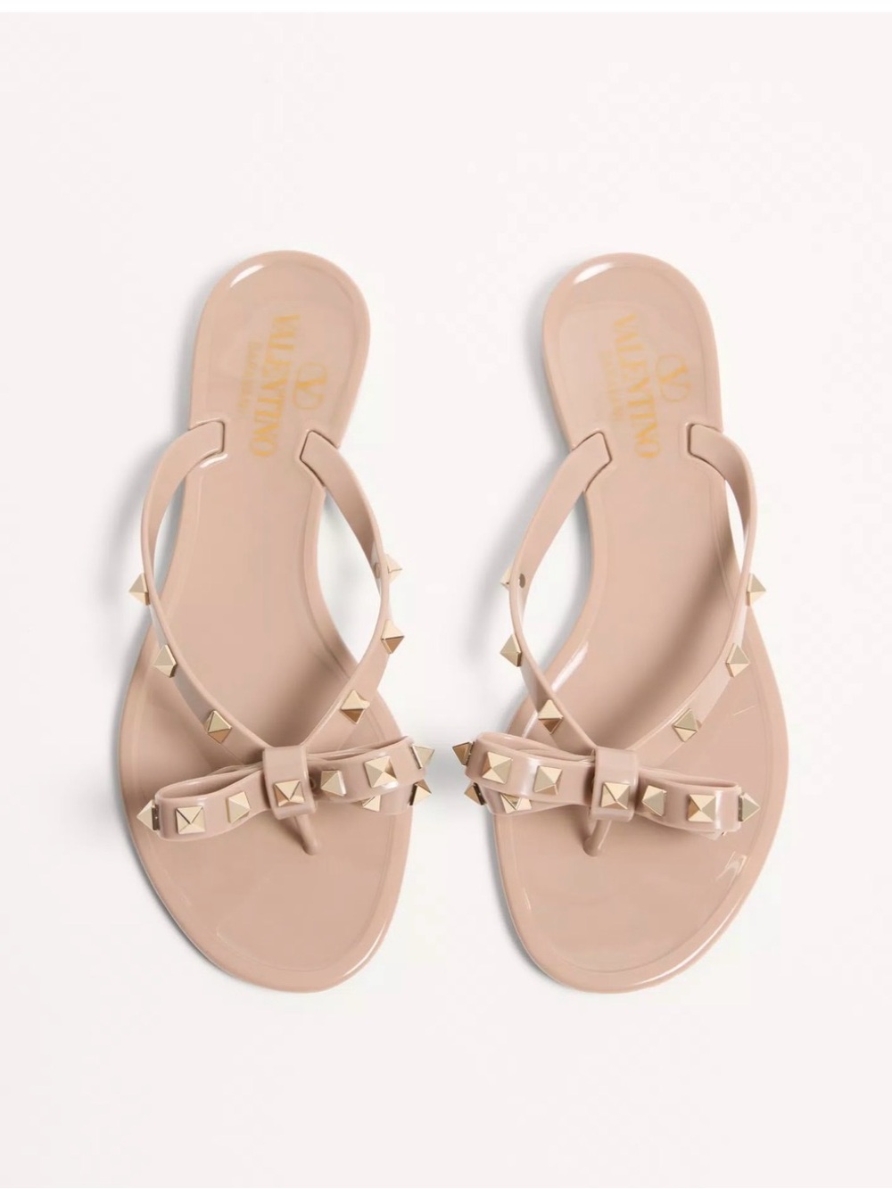 Valentino Garavani Rockstud Bow Jelly Sandals Poudre